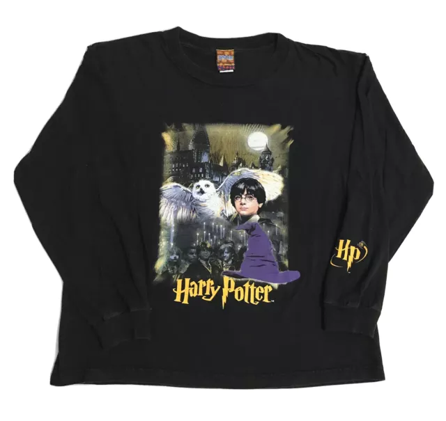 Vintage 2001 Harry Potter Long Sleeve Black T Shirt Size XL Youth 21 x 24