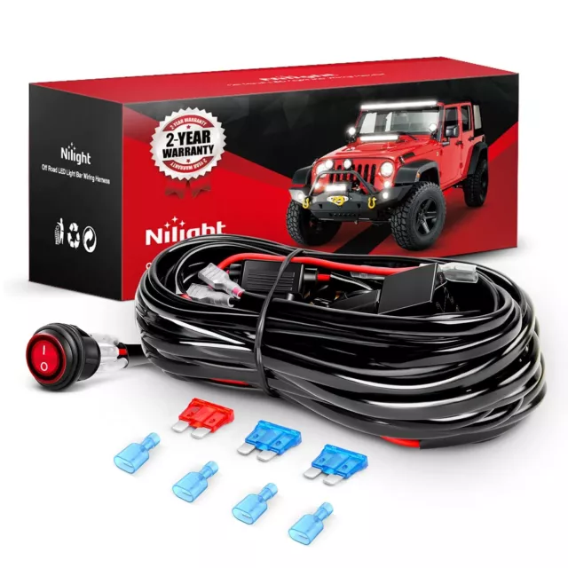 Nilight - NI -WA 06 LED Light Bar Wiring Harness Kit - 2 Leads 12V On Off Swi...