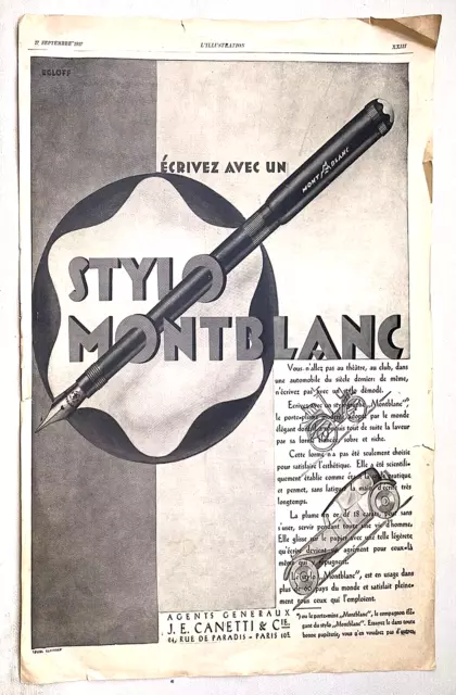 Antique Mont Blanc Safety Nº4 Magazine´s Advertising, 1927, France (CM2594)