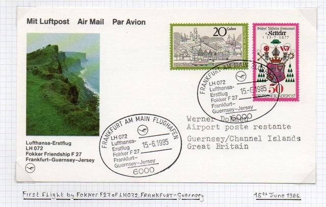 Lufthansa* Ffc* Frankfurt - Guernsey * Fokker Friendship F27 * Lh072* 1985*15/5A