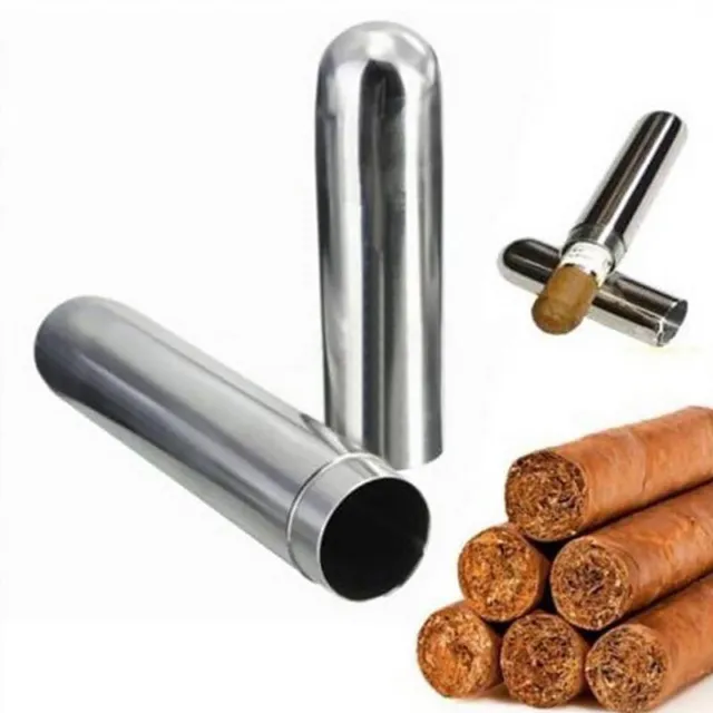 Metal Cigar Tube Case Cigarettes-Tobacco Holder Container Pocket Box Storage