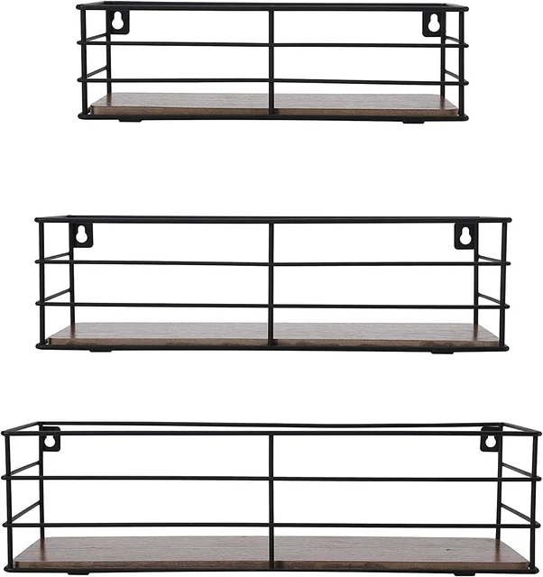Foo Foo Floating Wall Mounted Shelves , Set of 3 Wooden Rustic Hanging Shelves