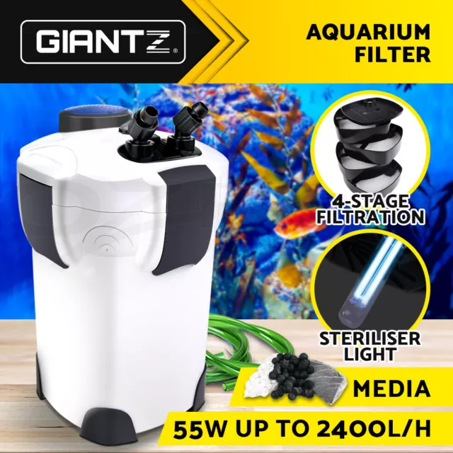 Giantz Aquarium Filter Fish Tank External Canister Water Pump Sponge 2400L/H