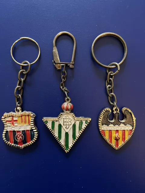 3 Spanish Football Team Keyrings Barca, Valencia and Real Betis