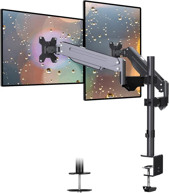 DUAL MONITOR MOUNT StandHeight Adjustable Gas Spring Monitor Arm Desk