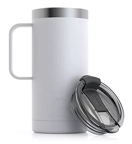 16 Oz Coffee Travel Mug With Lid And Handle Stainless Steel Vacuuminsulated Mugs