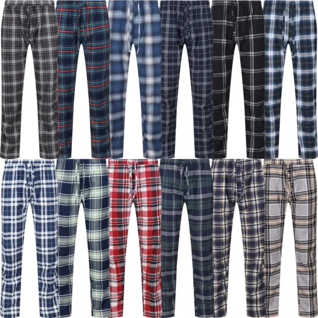 Ex-M&S Mens Soft Flannel Pyjama Bottoms PJ's Woven Check Lounge Pants Nightwear