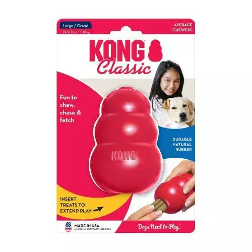 Kong Classic Red Dog Toy Fun Tough Chew Fetch Throw Bounce Durable Large