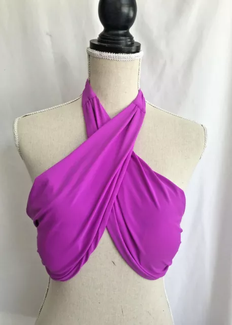 6 SHORE ROAD by Pooja Purple BOCUS Wrap Bikini top Molded Cups Size XS