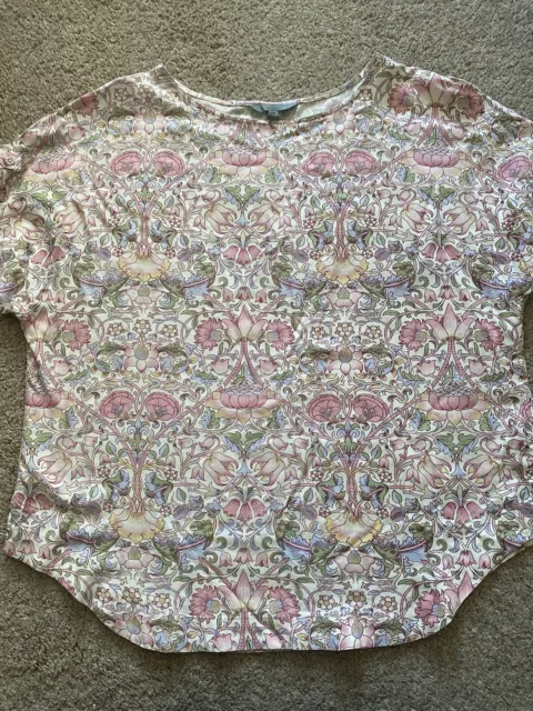 NEXT x MORRIS & Co Pink Mix Short Sleeve Top Size 14 Floral Ditsy Paisley Print