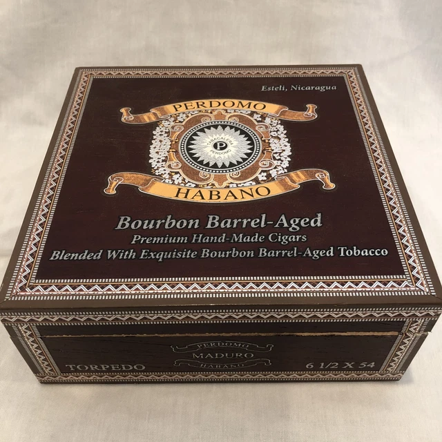 Cigar Box PERDOMO HABANO Torpedo EMPTY Wooden Storage  Stash Box.