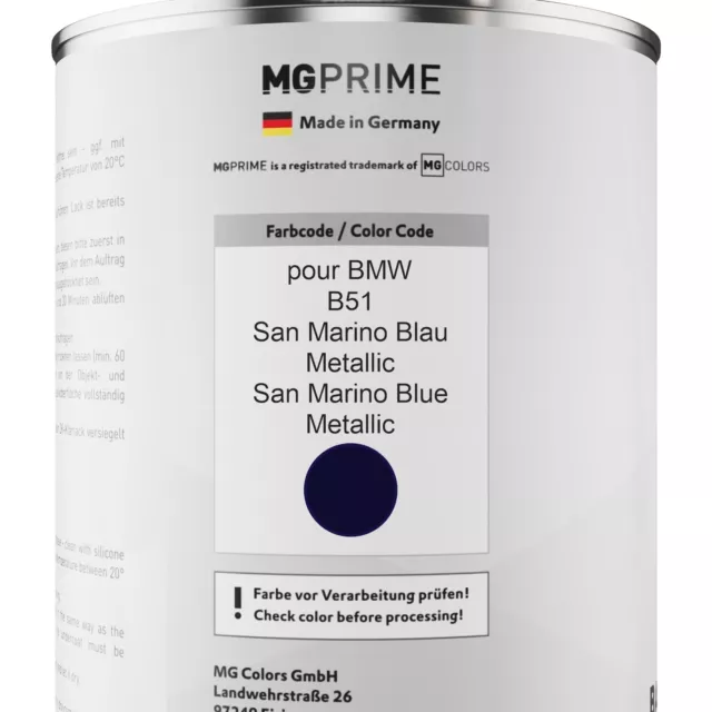 Peinture Voiture pot pour BMW B51 San Marino Blau Metallic 1,0l 2