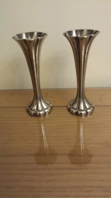 Pair of Vintage Lanthe Bud Vases Silver Plated