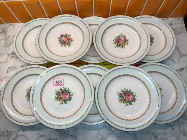 10x Limoges France “Charles Ahrenfeldt” 10” Floral Bouquet Shallow Dinner Plates