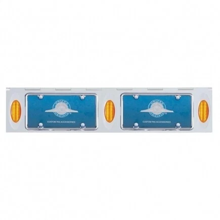 License Plate Frame with Three 12 LED Phantom Lights-Amber LED/Amber Lens; 37428