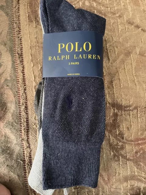 3 Pair Mens Polo Ralph Lauren Socks Dress Casual Black Grey Argyle Navy Khaki 3