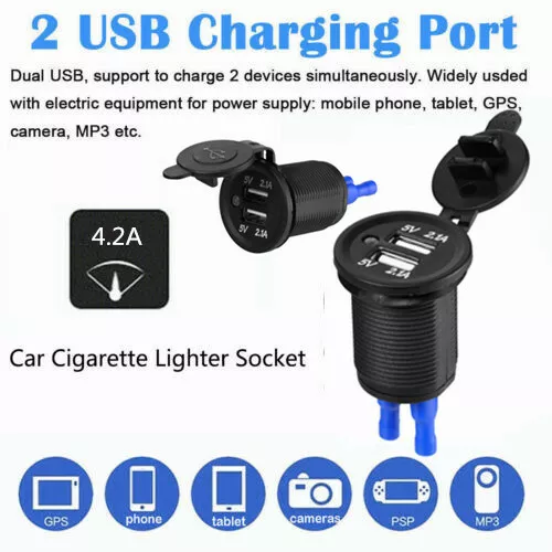 4.2A Dual USB Port 12V Car Cigarette Lighter Socket Charger Power Outlet Adapter