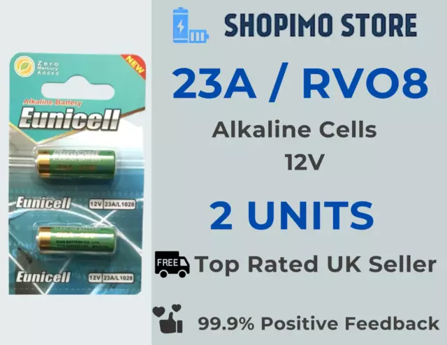 2 x RVO8 L1028 23A 23AE 12v Batteries Doorbell Chime Alkaline Eunicell Battery
