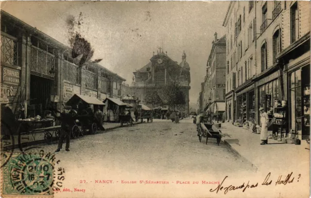 CPA AK NANCY - Église St-Sebastien - Place du Marché (386008)