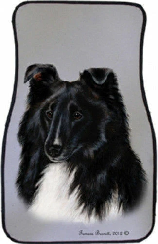 Black and White Shetland Sheepdog Sheltie Car Floor Mats Pair (TB) 36228