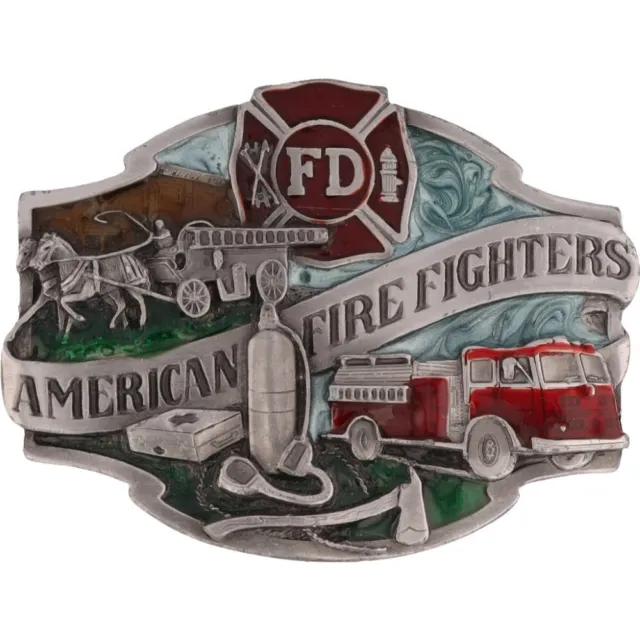 Fire Fighter Firefighter Fireman Dept Volunteer Logo 1980s Vintage Belt Buckle