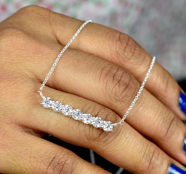 2Ct Round Cut Lab Created Diamond Women's Pendant Necklace 14K White Gold Plated
