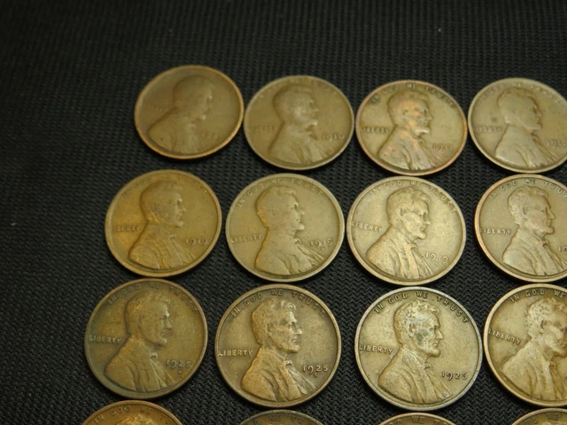 1909-1938 S  Lincoln Wheat Cent Penny roll lot 50 different coins old US Copper 2