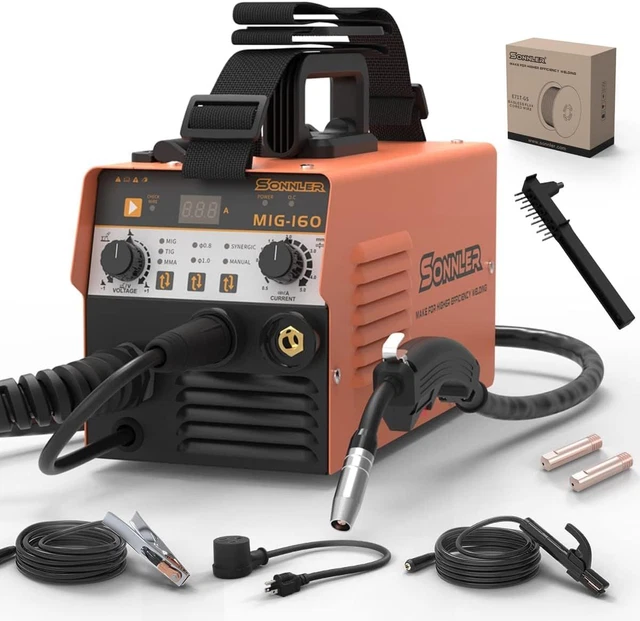 160A Mig Welding Machine, 3 In 1 Gasless Flux Core Welder/Stick/Lift TIG...