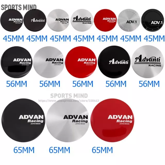 4PCS/Lot 45 56 65MM ADVAN Racing Advanti RACING Car Wheel Center Hub Cap Sticker