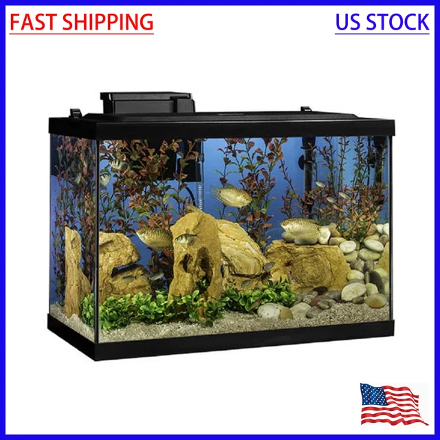 20-Gallon Aquarium Starter Kit Fish Tank Decor LED Hood w/ Filter Heater Plants