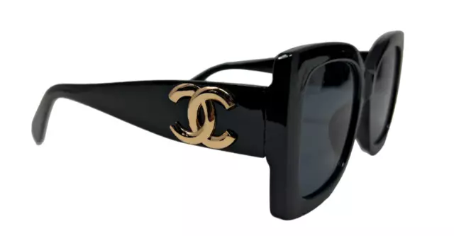 Chanel Womens Sunglasses Black Gold