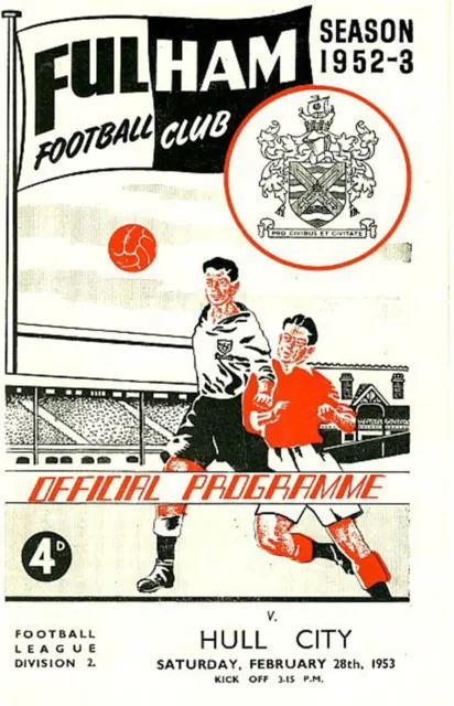 FULHAM v Hull City 1952/1953 - Football Programme