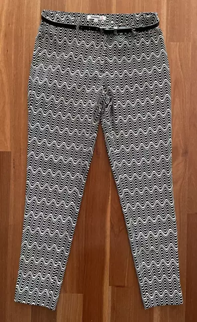 Missoni For Target Womens Pants Chevron Black White Stretch lightweight Belted 8