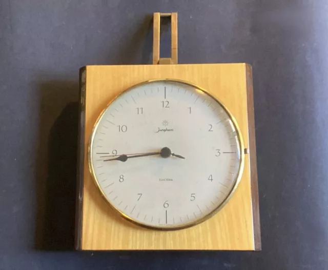 Vintage Junghans Electora Küchenuhr Wanduhr Holz Glas 60er 1970er Jahre Bauhaus