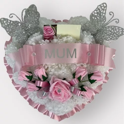 Heart Artificial Funeral Flowers Wreath Memorial Grave Tribute dad brother
