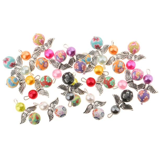 20X ENGEL / FEE CHARMS / SILVER  Polymer Clay Perlen DIY Findings