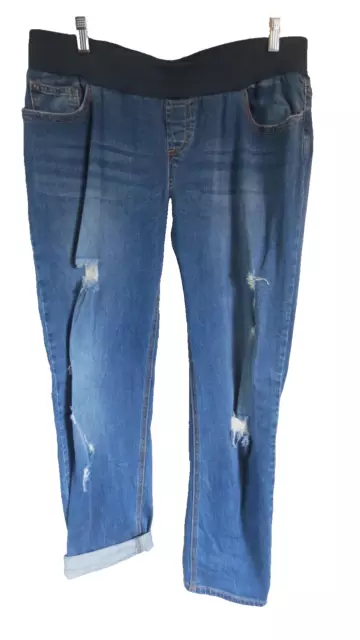 RIPE MATERNITY JEANS - distressed style - size large - excellent condition