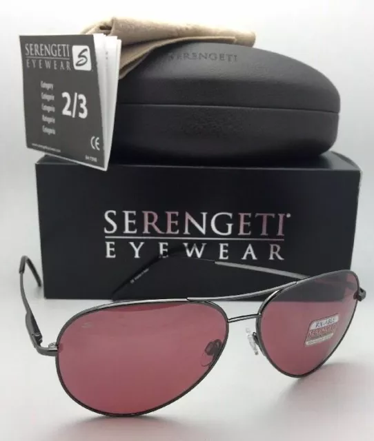 SERENGETI PHOTOCHROMIC POLARIZED Sunglasses Medium Aviator 8088 Gunmetal +Sedona