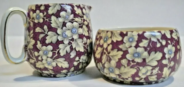 Creamer & Sugar Bowl Set Lord Nelson Ware ROYAL BROCADE Chintz England Rare