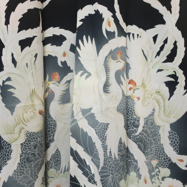 8894B3 Silk Vintage Japanese Kimono Tomesode Phoenix