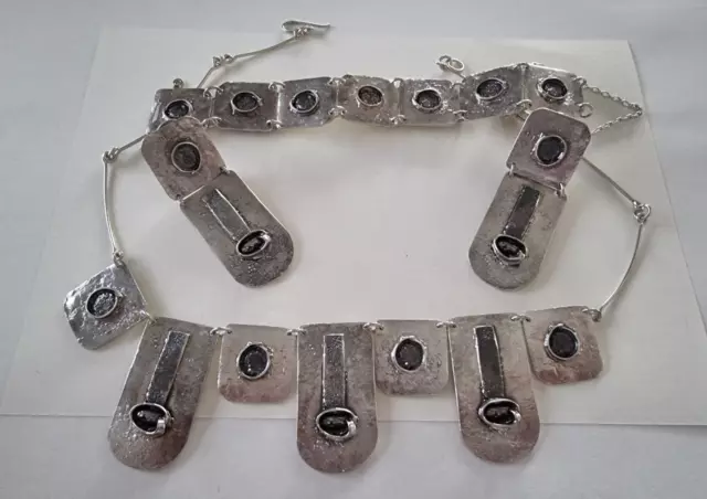 Unique Ilias Lalaounis Sterling Silver 925 Necklace, Bracelet & Clip on Earrings