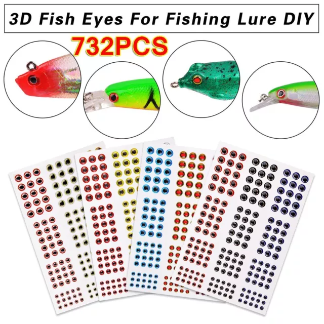 732x Fishing Lure Eyes 3mm 4mm 5mm 6mm 3D Holographic Eyes Fly Tying Jig Craft