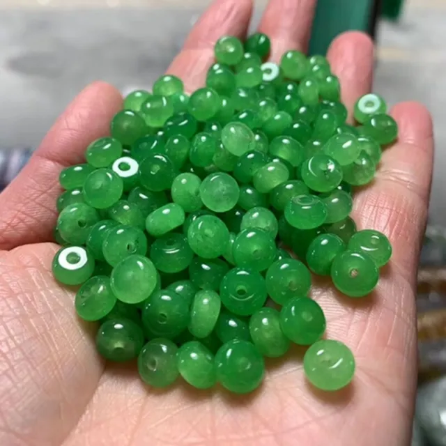 50pcs Green Jade Men Women 8mm Abacus Beads Diy Pendant