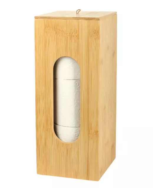 Toilettenpapierhalter Aufbewahrungsständer aus Bambus für 3 Ersatzrollen