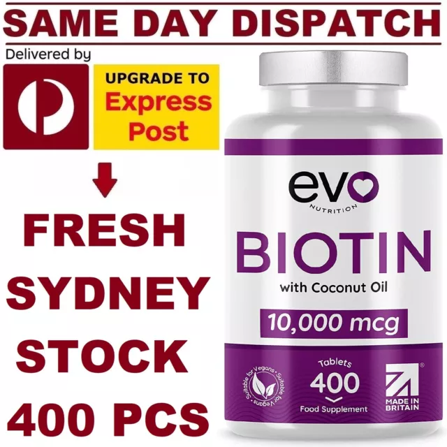 Biotin 10,000mcg 400 Tabs Evo Nutrition MAXIMUM STRENGTH PREMIUM GRADE VALUE!