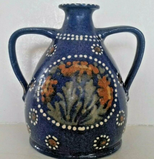 Ancien vase en céramique, peint, Elchinger Fils Soufflenheim Alsace, numéroté