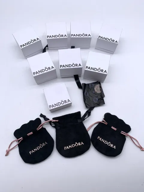 Pandora Bundle Lot Empty Charm Earring Ring Gift Box Packaging 7 Boxes 3 Pouch