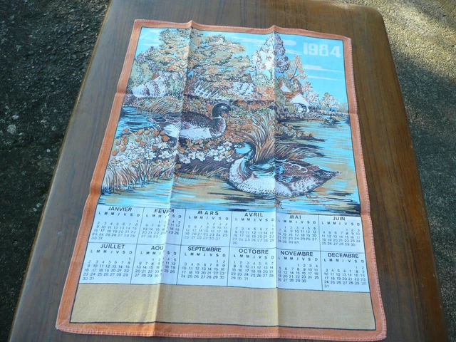 LOT 6 TORCHON vintage calendrier tissus 1978 FORD fleur canard magasin Mourgues EUR 19,90 - FR