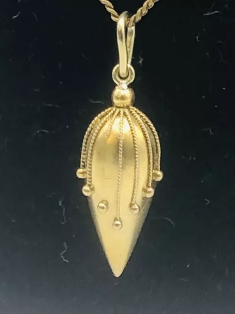 Antique 15ct Gold Small Bulbous Mil grain Stripes Pendant Victorian c1870