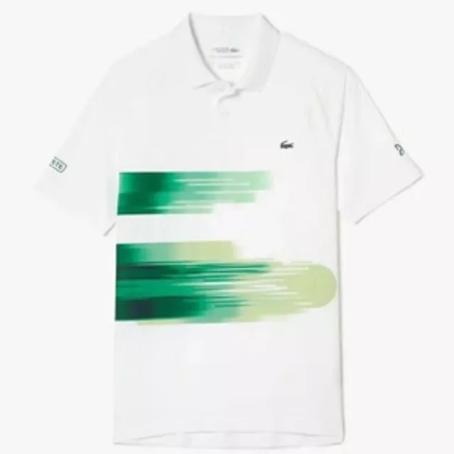 Lacoste Sport X Novak Djokovic Homme Imprimé Extensible Polo DH0853 Blanc/Vert